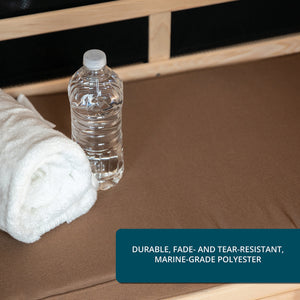 HeatWave Sauna Seat Cushion, Brown - marine-grade polyester face, fade and tear resistant