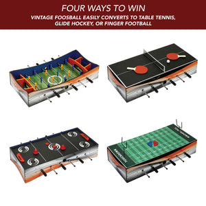 Hathaway Revolver Tabletop Multi-Game - four modes: foosball, table tennis, glide hockey, football