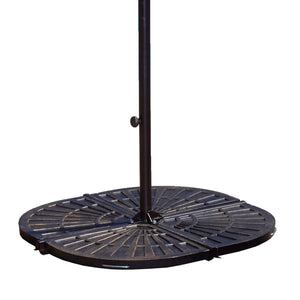 Island Umbrella Base Weights - the four fan sections assembled around a cross-arm pole