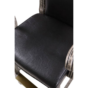 Hathaway Montecito Spectator Chair - black bonded leather seat with nailhead trim along the edge