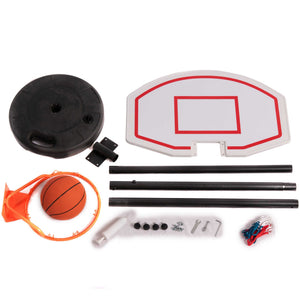 Hathaway Streetball Basketball System - contents: base, backboard, three post sections, rim, ball, pump