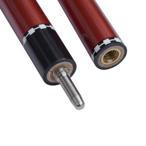 Hathaway Conquest Fiberglass Cue, red - joint pin and threaded brass insert side by side