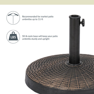Island Umbrella 50-lb Wheeled Base - suits market patio umbrellas up to 11 ft; 50-lb resin base