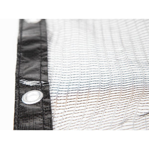 Arctic Armor Leaf Net Above Ground Pool Cover - open weave and taped edge binding with grommets