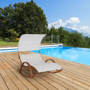 Island Retreat Dual Rocking Lounger - twin lounger with canopy on a poolside deck