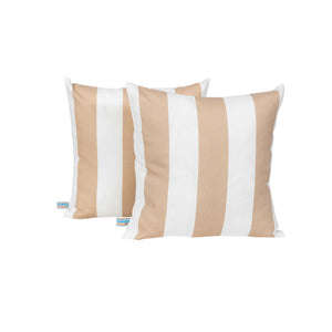 Island Retreat All-Weather Outdoor Throw Pillow - Set of 2 Patio — Champagne and White Stripe / Outdoor Throw Pillow