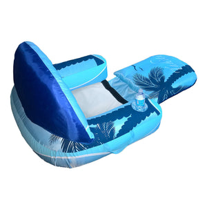 Blue Wave Drift + Escape Inflatable Pool Lounger - lounger from the rear showing the raised backrest