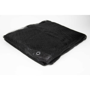 Arctic Armor Leaf Net Above Ground Pool Cover - black net folded, showing the reinforced grommet edge