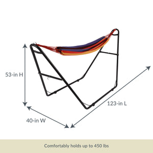 Island Retreat Tropical Hammock and Frame - 123 in long, 40 in wide, 53 in high; holds up to 450 lb