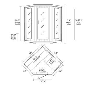 HeatWave Hudson Bay Sauna Sauna & Spa — dimension and specification diagram