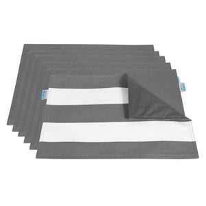 Island Retreat All-Weather Outdoor Reversible Table Mat - Set of 6 Patio — Slate Grey and White Stripe / Outdoor Table Mat