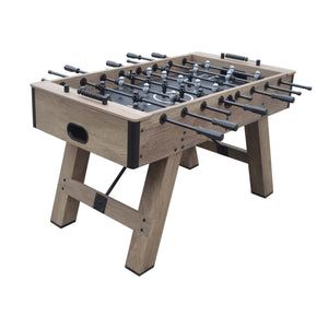 Hathaway Braxton Foosball Table - full table on white showing the oak cabinet and splayed legs
