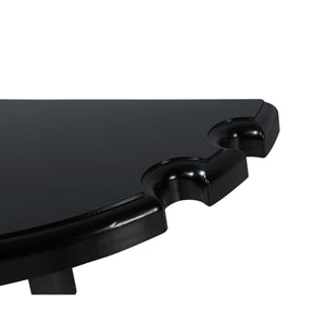 Hathaway Half Moon Wall Shelf, Black - close-up of the bullnose edge and cue notches