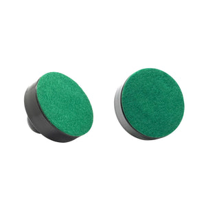 Hathaway Air Hockey Strikers, Black - both strikers turned to show the green felt glide faces