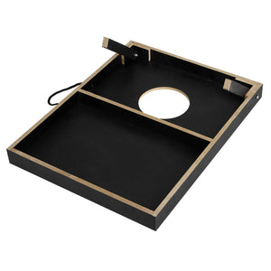 Hathaway Compact Cornhole Set - underside showing the legs folded flat into the frame