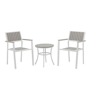 Island Retreat Ez-Care Tek-Wood 3-Piece Steel Patio Set Patio Furniture & Umbrella