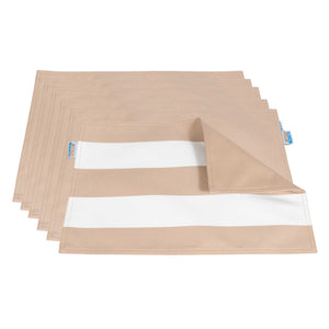 Island Retreat All-Weather Outdoor Reversible Table Mat - Set of 6 Patio — Champagne and White Stripe / Outdoor Table Mat