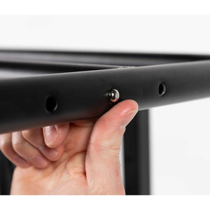HeatWave Premium Cover Lift - row of adjustment holes along the arm with the pin seated