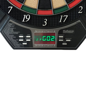 Hathaway Magnum Electronic Dartboard - control panel with game list, LED display and function buttons