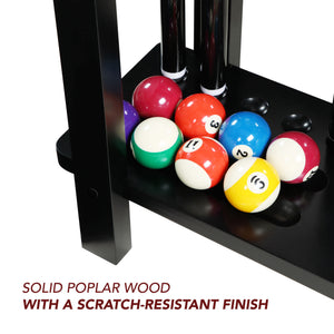 Hathaway Classic Floor Cue Rack - solid poplar with a scratch-resistant finish, ball shelf loaded