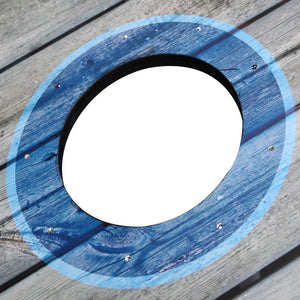 Hathaway Atlantic LED Cornhole Set - target hole and LED ring seen at an angle in daylight