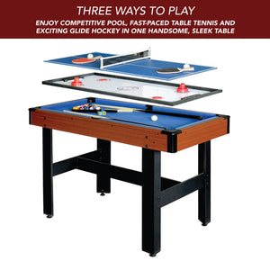 Hathaway Triad Multi-Game Table - three layers: pool bed, glide hockey and table tennis top