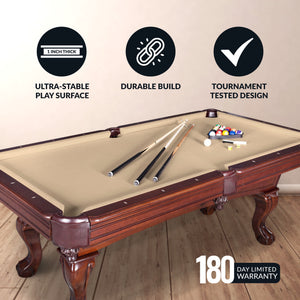Hathaway Augusta 8-ft Pool Table - Walnut Finish with Camel Felt Game Room Table — shown from the opposite side