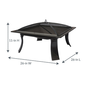 Island Retreat Riverside Fire Pit - 26 in square and 11 in high on its curved legs