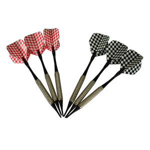 Hathaway Magnum Electronic Dartboard - the six soft tip darts supplied, red and chequered flights