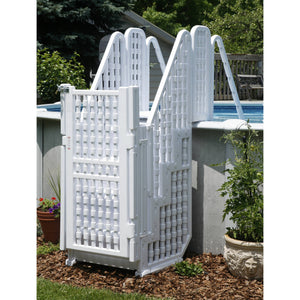Blue Wave Easy Pool Step Entry System w/ Gate Pool Ladder & Step — shown from the opposite side (1)