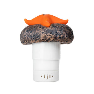 Blue Wave Starfish Floating Chlorine Dispenser, Orange - white tablet chamber below the rock float
