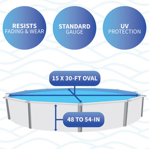 Blue Wave Oval Blue Overlap Liner - 15 x 30-ft oval option for pool walls 48 to 54 in deep