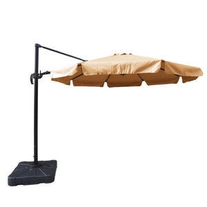 Island Umbrella Freeport 11-ft Octagonal Cantilever Patio Umbrella in Sunbrella Acrylic Patio Furniture — Valance / Stone