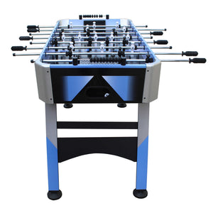 Hathaway Blueridge Foosball Table - end-on view showing the goal face and splayed legs