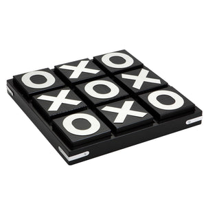 Hathaway Vintage Tic-Tac-Toe Set - all nine tiles seated in the black lacquered board