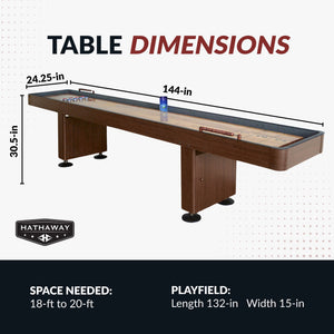 Hathaway Challenger Shuffleboard Table - Walnut Finish Game Room Table — dimension and specification diagram (1)