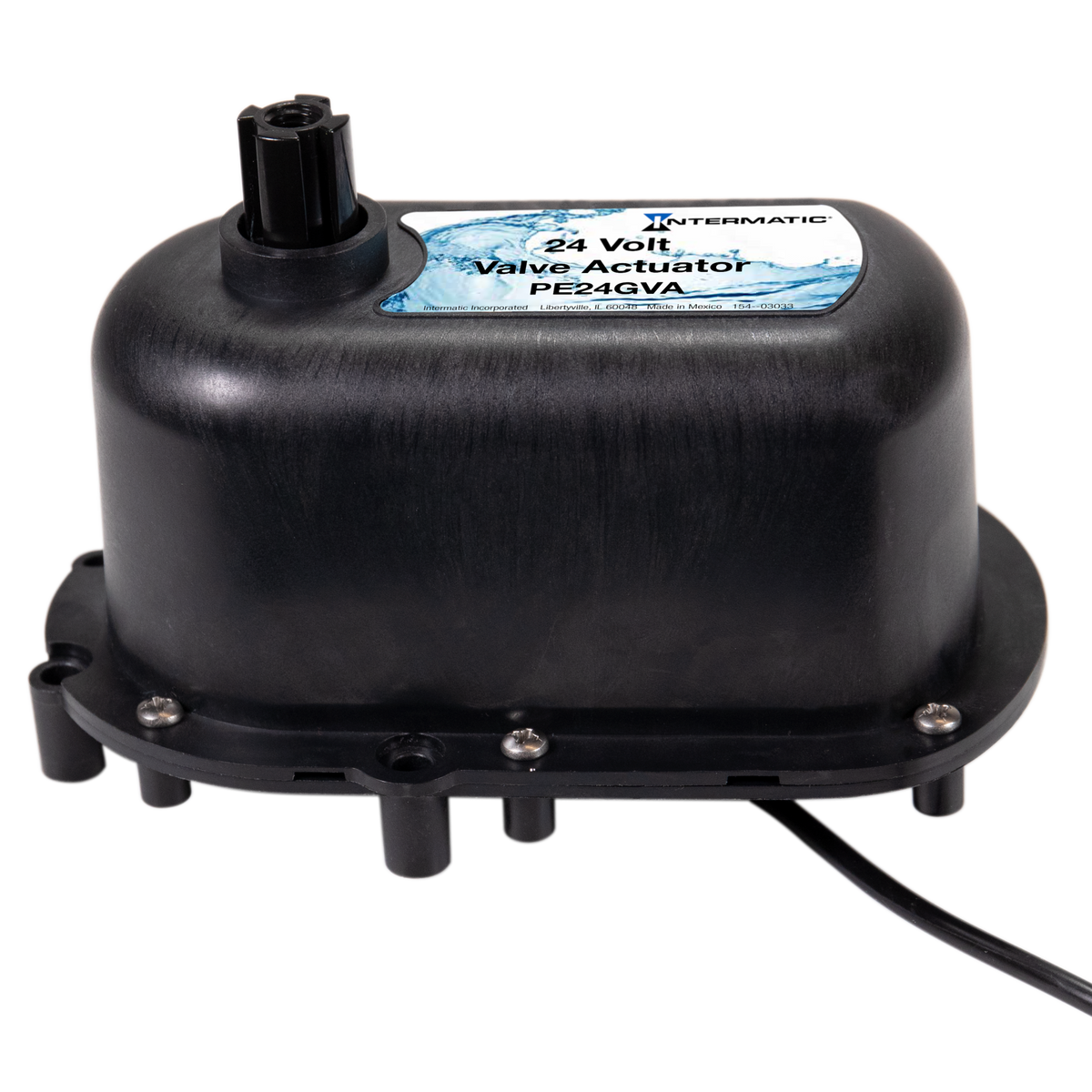 Intermatic PE24GVA valve actuator, side view with cord