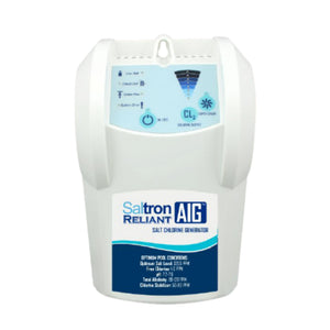 Solaxx Saltron Reliant AIG salt chlorine generator control box, front view on a plain background