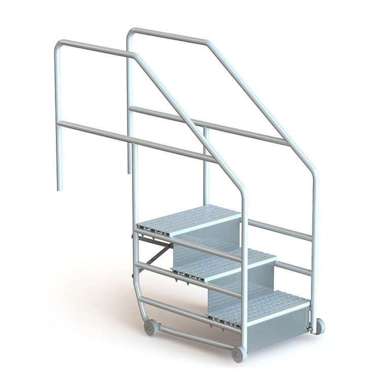 Spectrum Aquatics Bozeman ADA therapy steps — 3-step unit, three-quarter view
