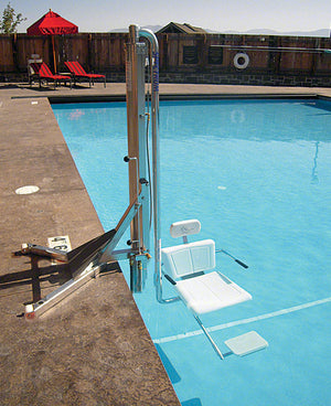 Spectrum Aquatics Gallatin WP400 water-powered pool lift — lift on deck