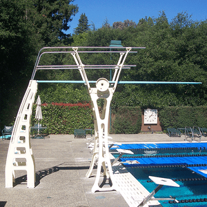 Duraflex three-meter diving stand 3M — outdoor installation with ladder