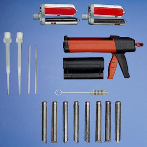 Duraflex 1M / 3M Hilti anchor kit — eight inserts, epoxy cartridges and dispenser