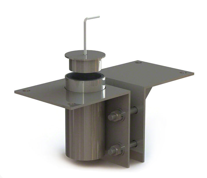 Spectrum Aquatics wood deck pool lift anchor — anchor plate and sleeve render on white