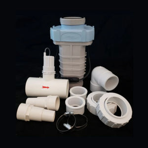 Solaxx Saltron Reliant AIG kit contents laid out — cell, unions, nuts and fittings