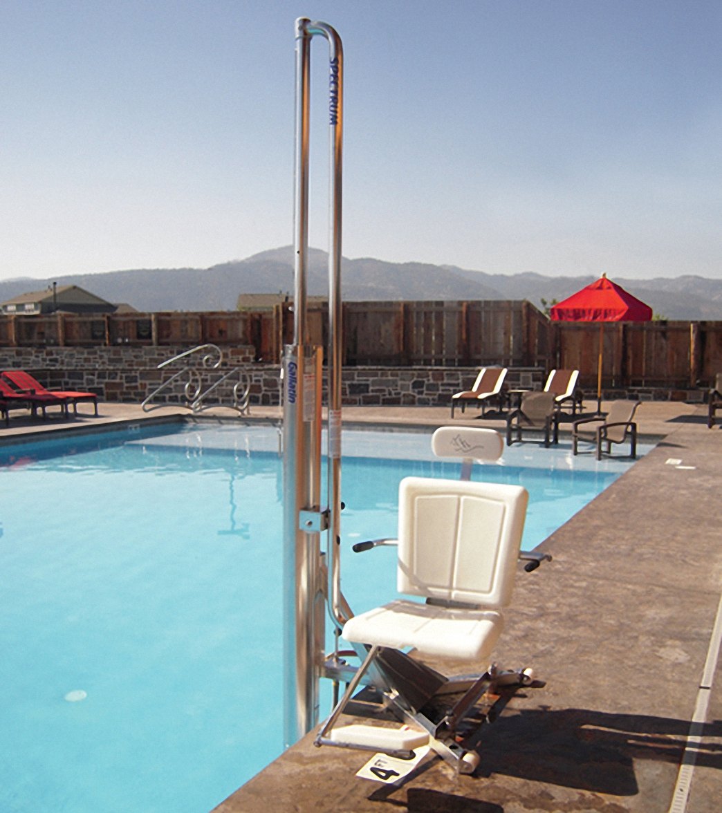 Spectrum Aquatics Gallatin WP400 water-powered pool lift — full lift view