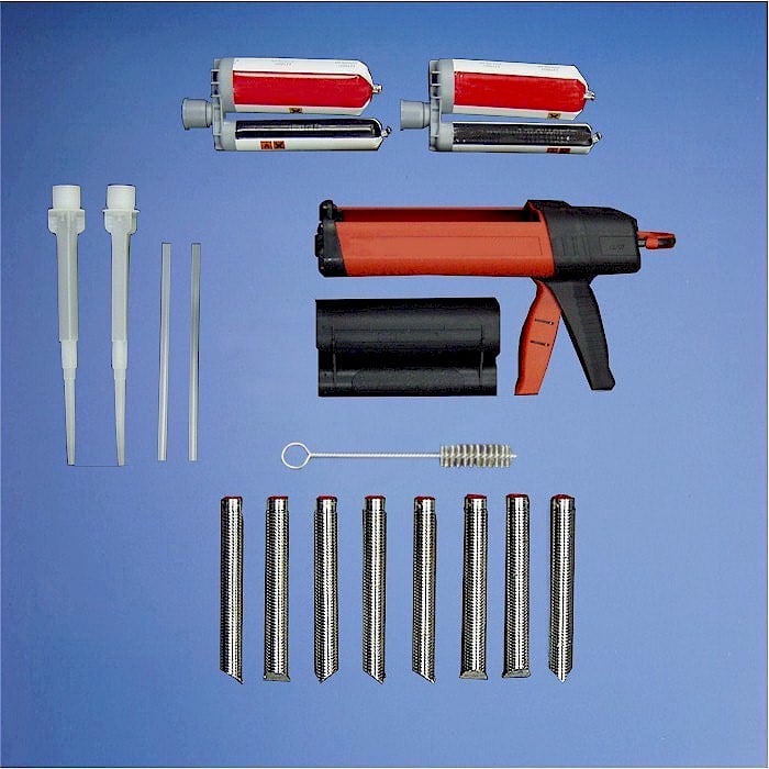Duraflex 906 Hilti insert kit — inserts, adhesive and dispenser