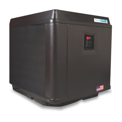 AquaComfort AquaChill ACT-1750C pool chiller, front three-quarter view of the cabinet
