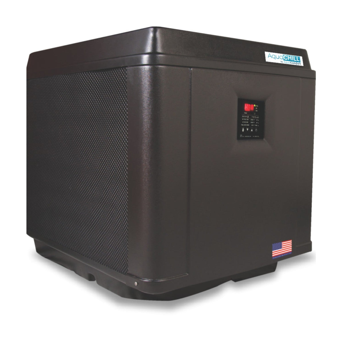 AquaComfort AquaChill ACT-1750C pool chiller, front three-quarter view of the cabinet