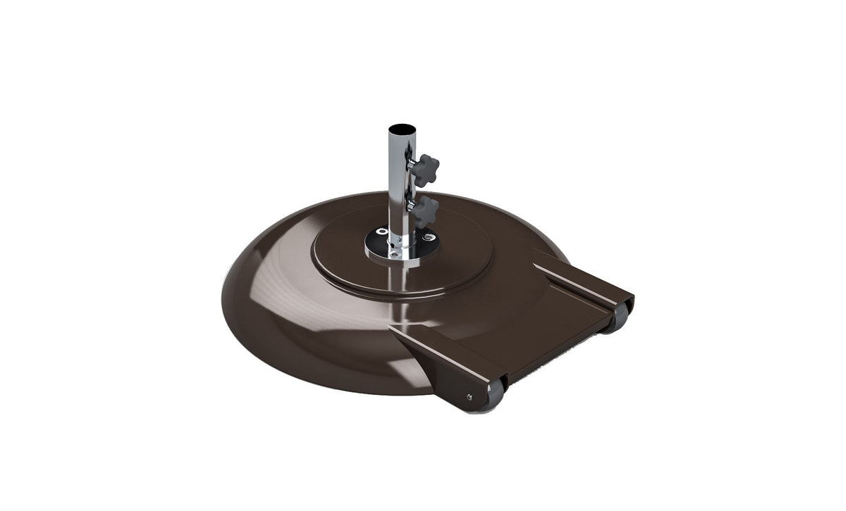 Ledge Lounger aluminum umbrella base, 100 lb bronze with wheels and 8 in stem