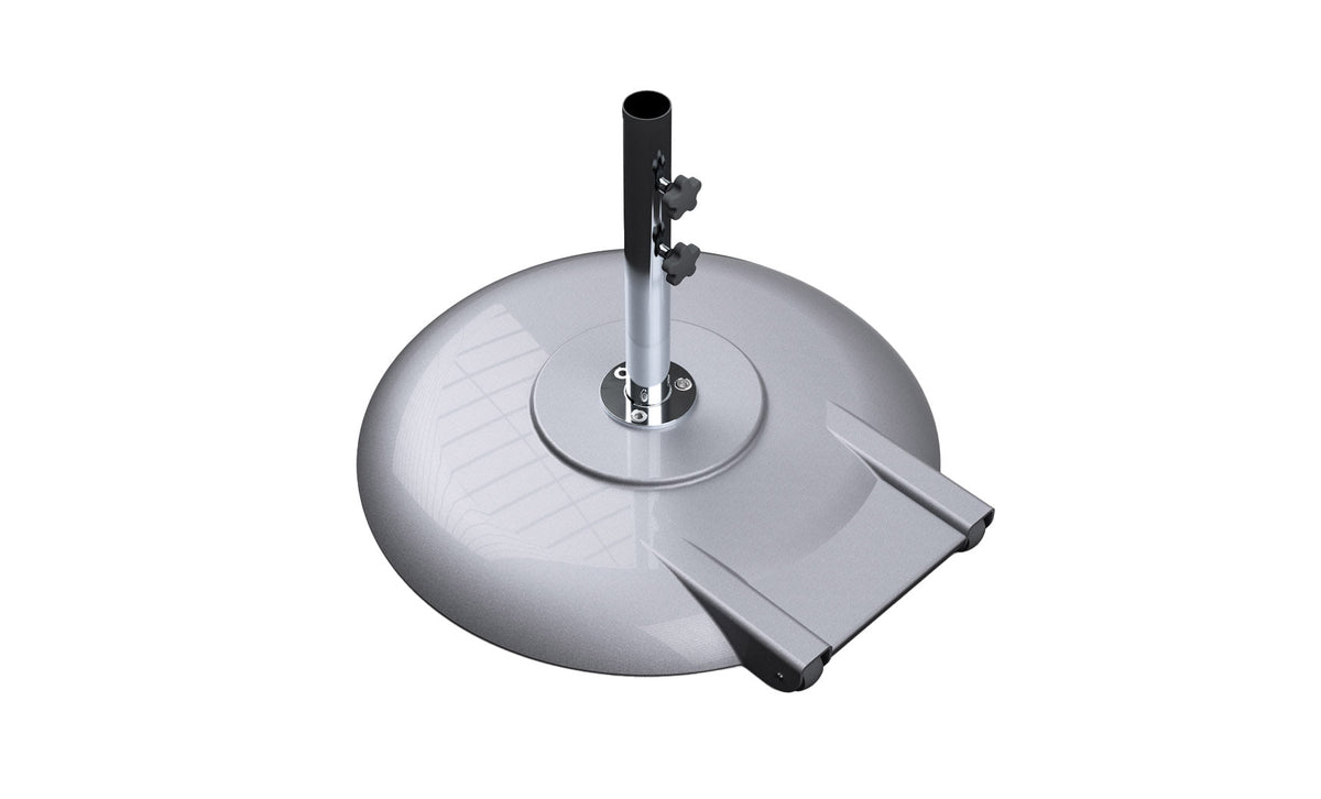 Ledge Lounger aluminum umbrella base, 150 lb smoke with 18 in two-piece stem